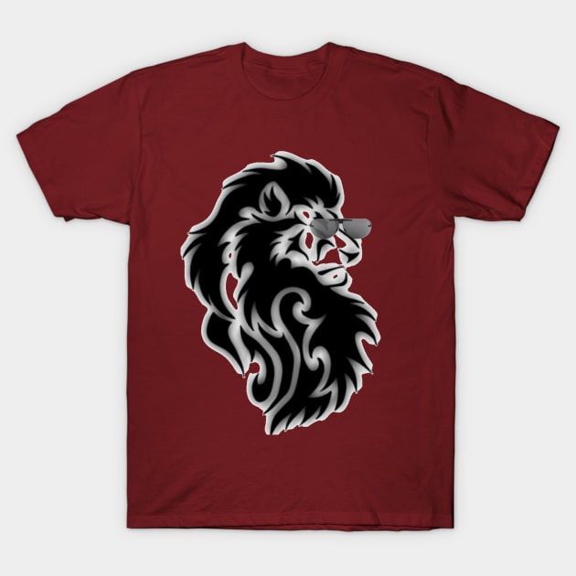 Alpha lion portrait with sunglasses T-Shirt by Khala